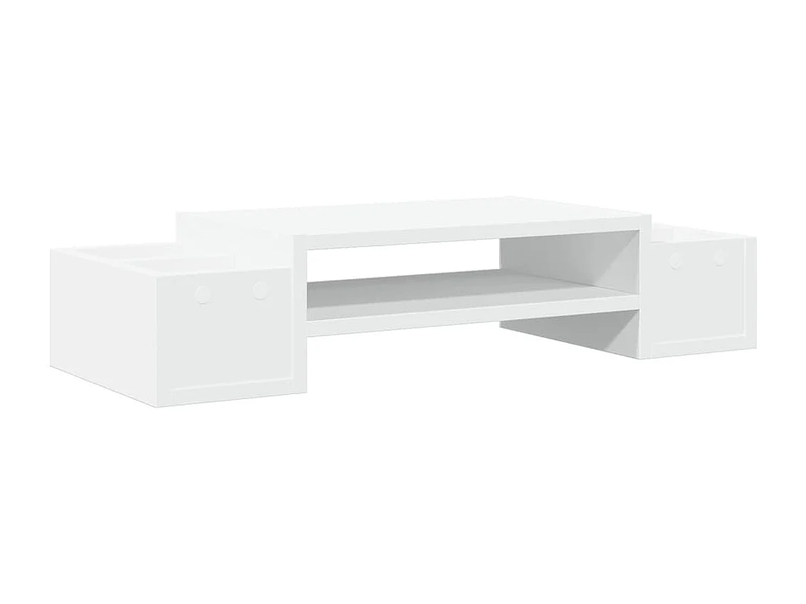 Soporte para monitor con almacenamiento de madera contrachapada blanca