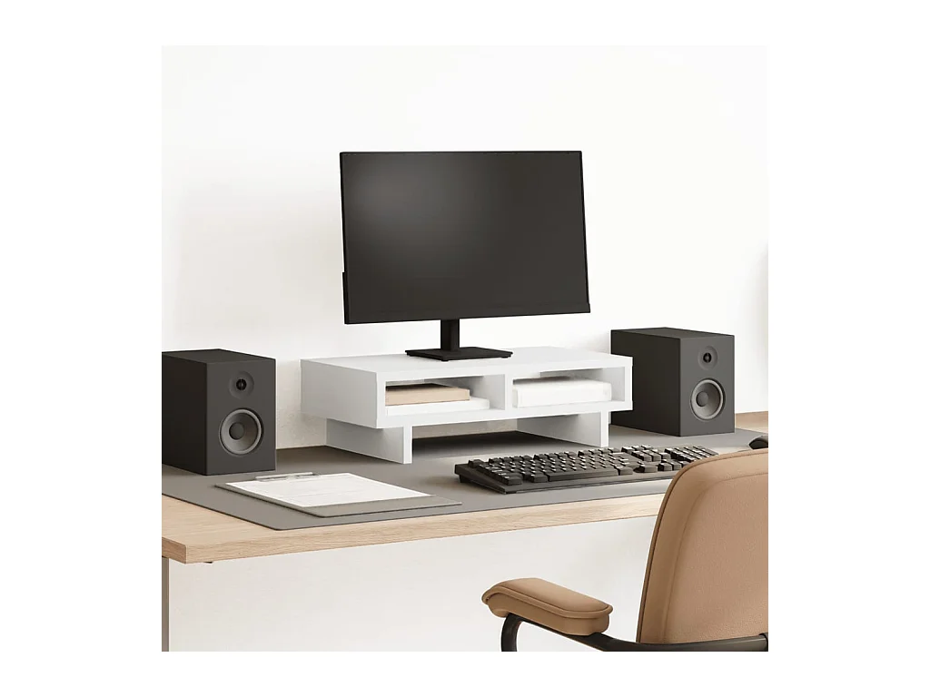 Support de moniteur blanc 50x27x15 cm bois d'ingénierie