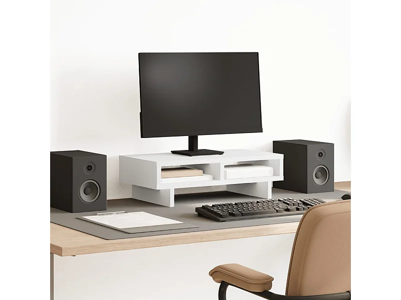 Support de moniteur blanc 50x27x15 cm bois d'ingénierie