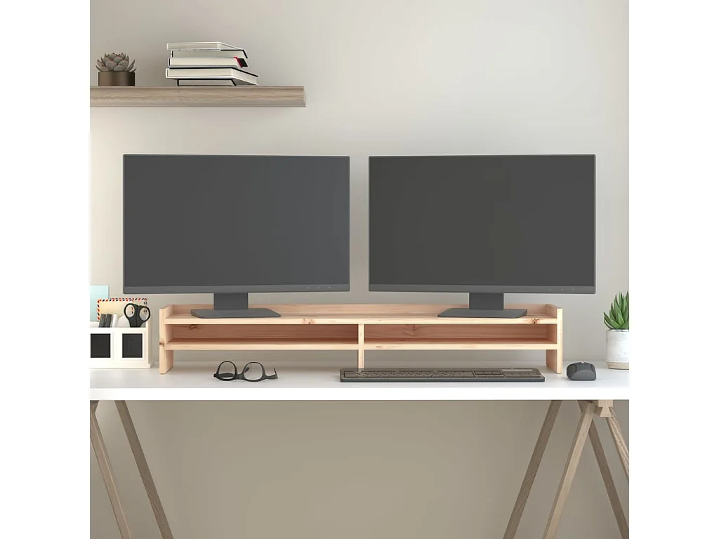 Soporte para monitor 100x24x16 cm Madera maciza de pino