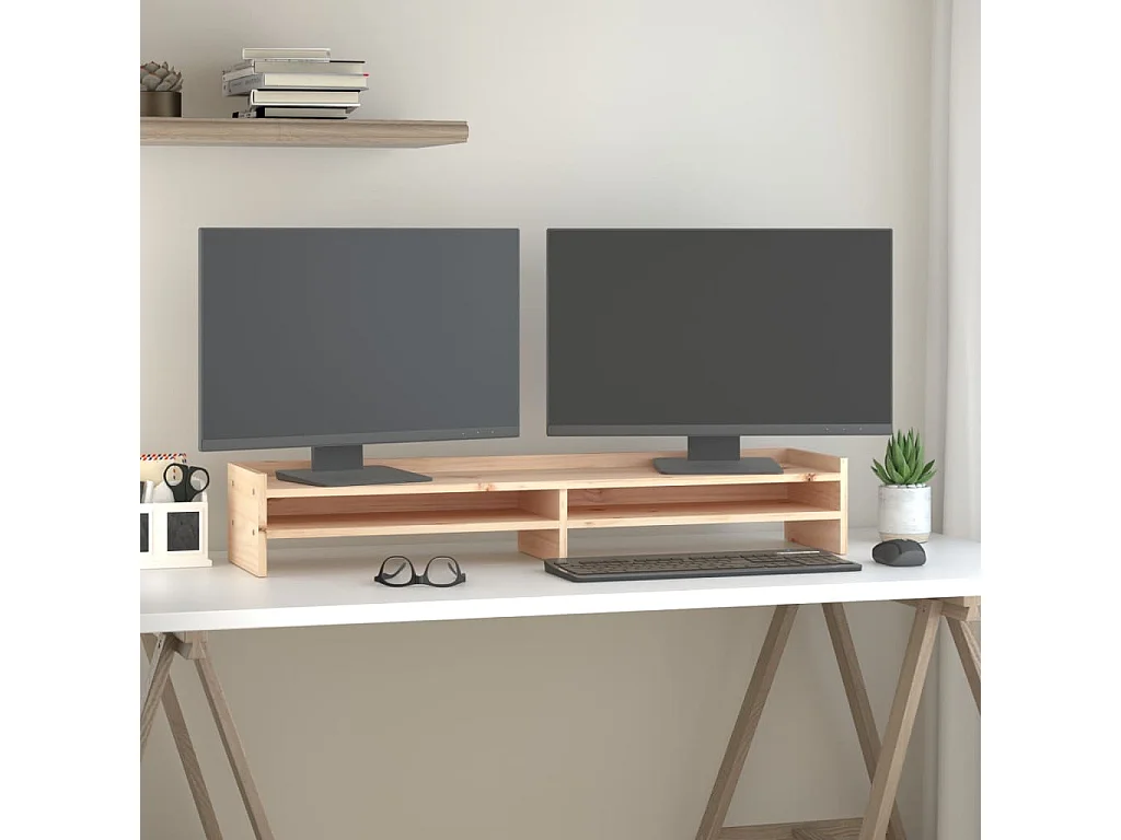 Soporte para monitor 100x24x16 cm Madera maciza de pino
