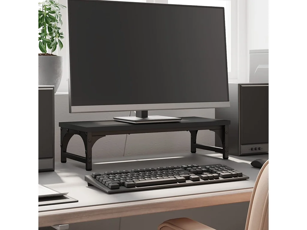 Suporte para monitor preto 55x23x14 cm madeira projetada