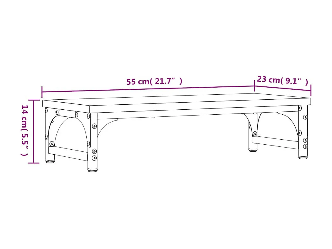 Suporte para monitor preto 55x23x14 cm madeira projetada