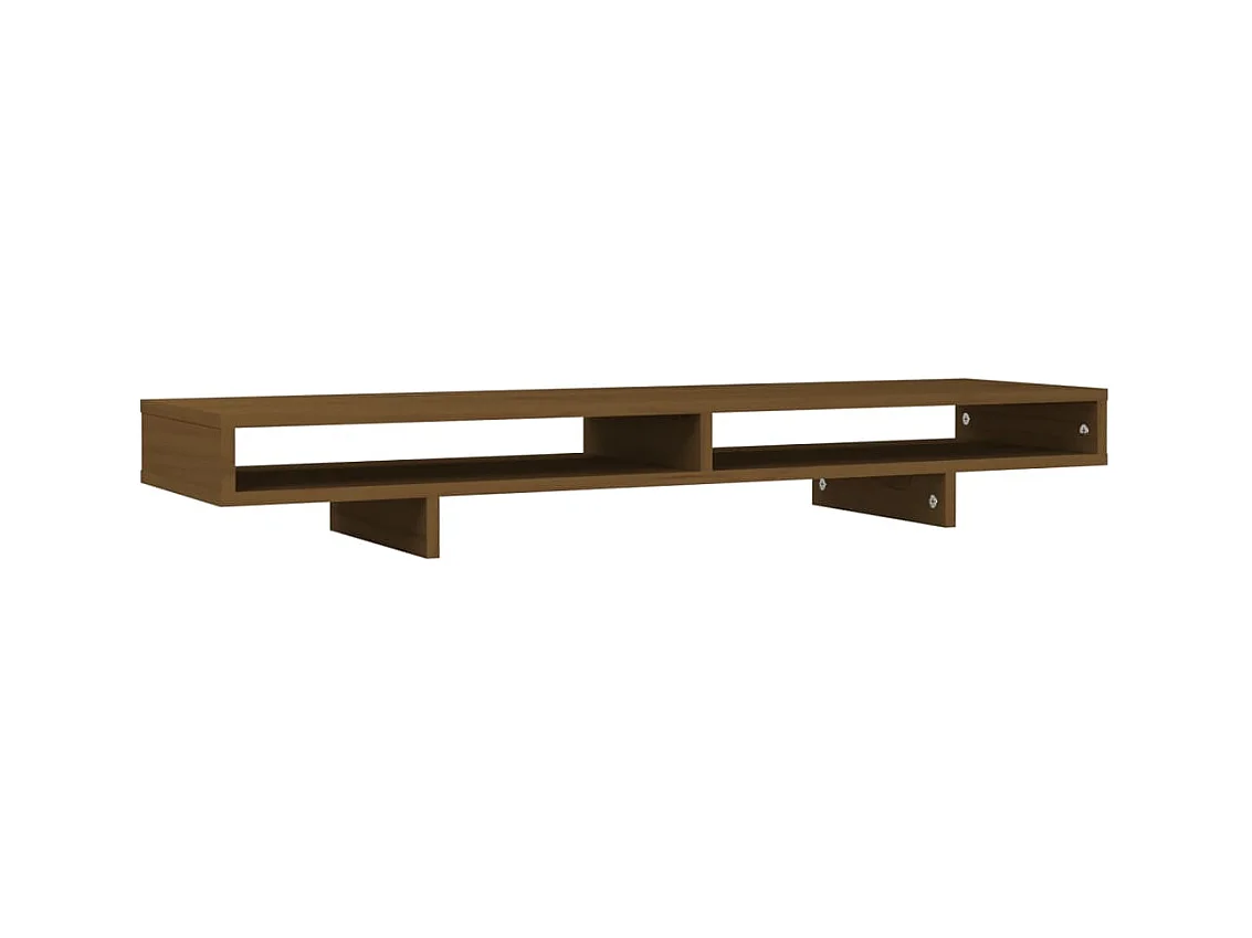 Soporte para monitor Marrón miel 100x27x14 cm Madera maciza de pino