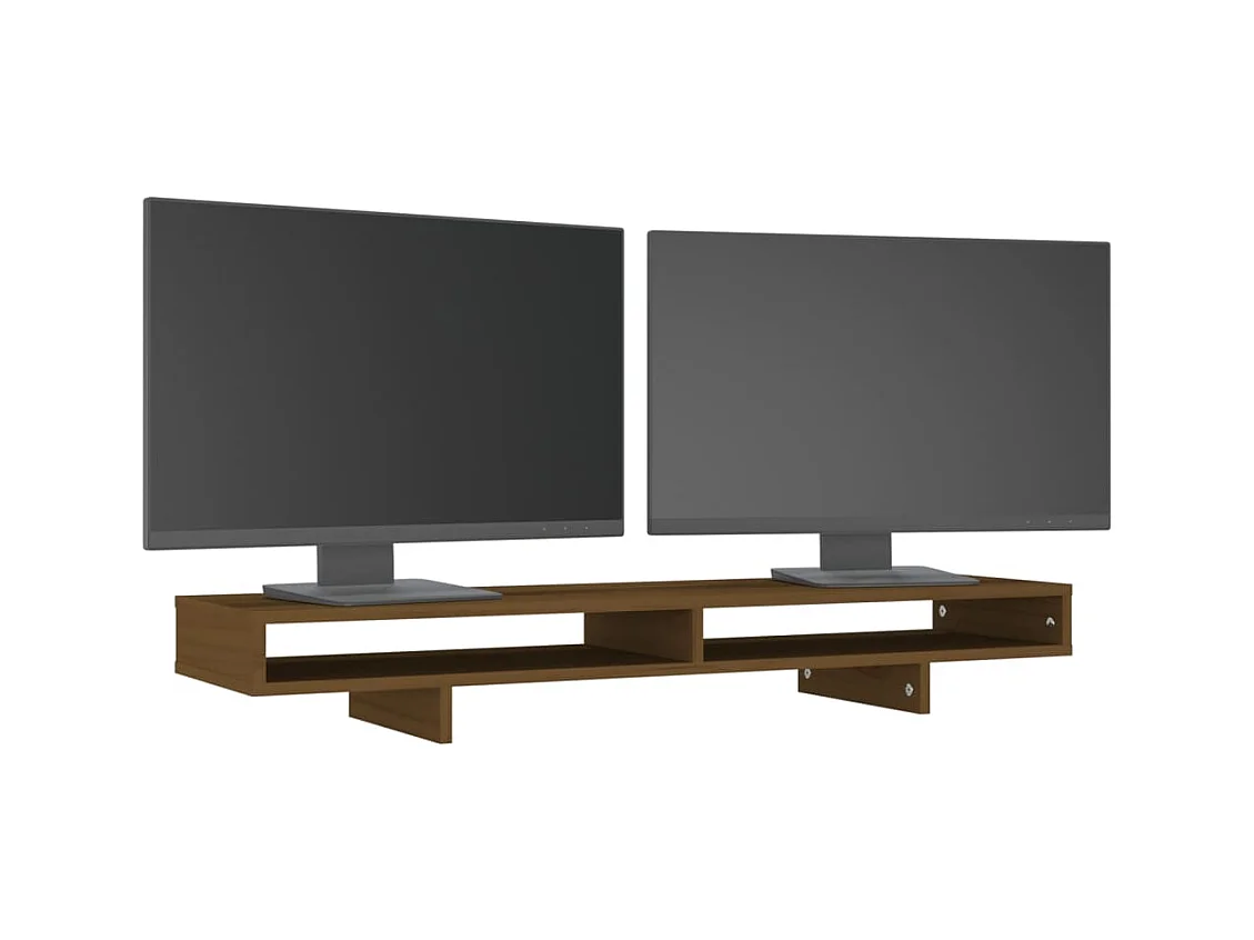 Soporte para monitor Marrón miel 100x27x14 cm Madera maciza de pino