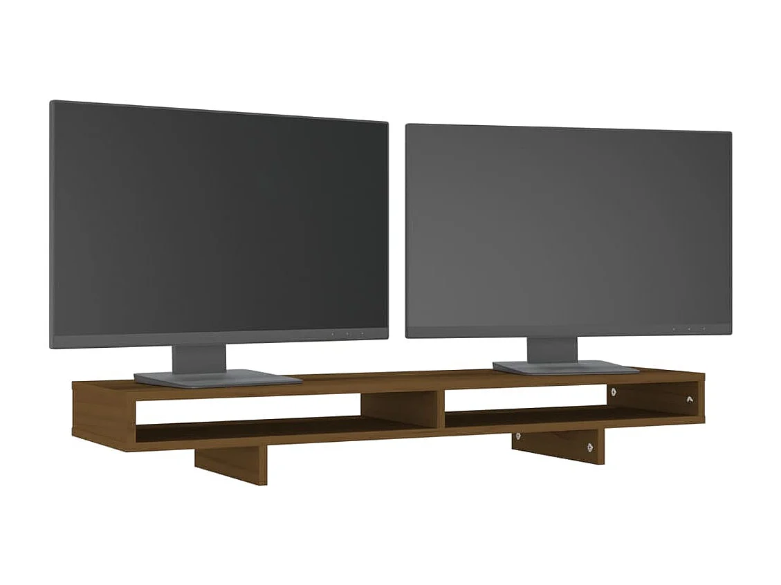 Monitorstandaard Honingbruin 100x27x14 cm Massief grenenhout