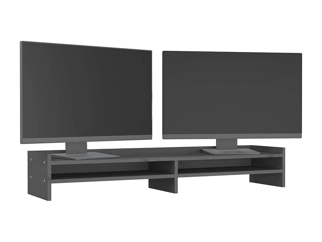 Monitorstandaard Grijs 100x24x16 cm Massief grenenhout