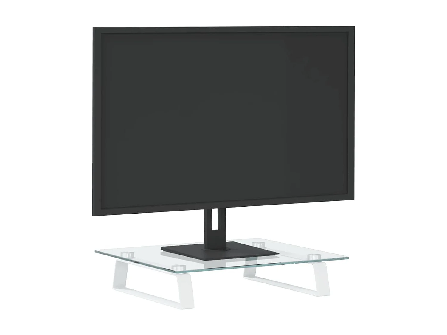 Weißer Monitorständer 40x35x8 cm aus gehärtetem Glas und Metall
