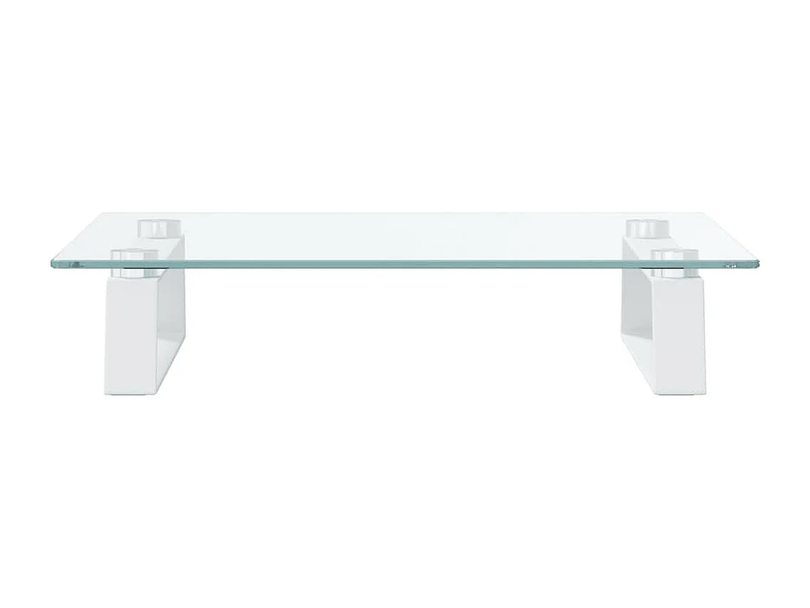Weißer Monitorständer 40x35x8 cm aus gehärtetem Glas und Metall