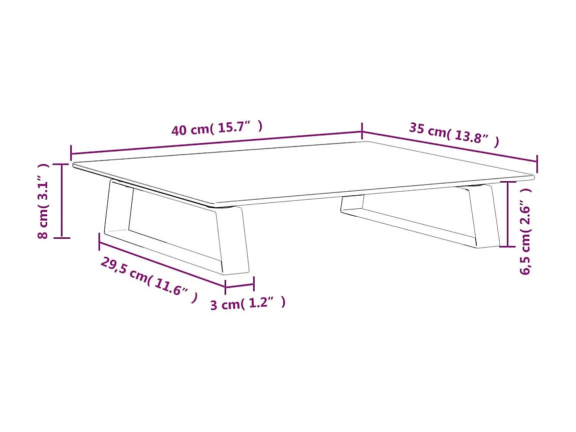 Weißer Monitorständer 40x35x8 cm aus gehärtetem Glas und Metall