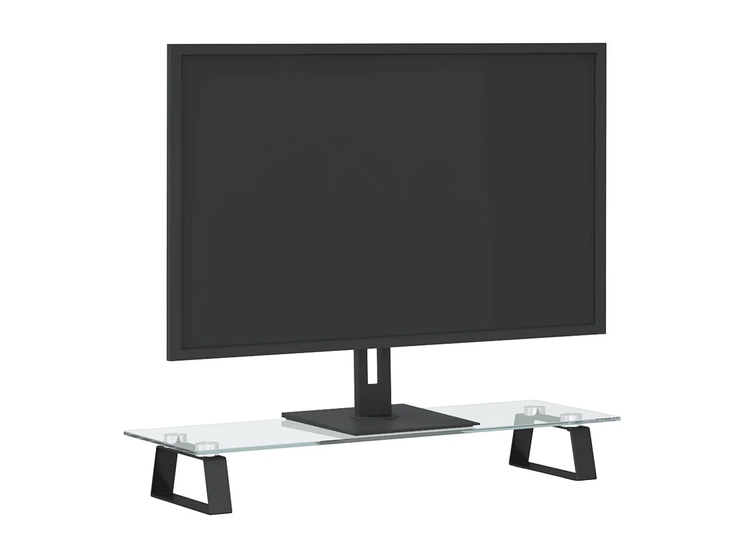 Soporte para monitor negro 60x20x8 cm vidrio templado y metal