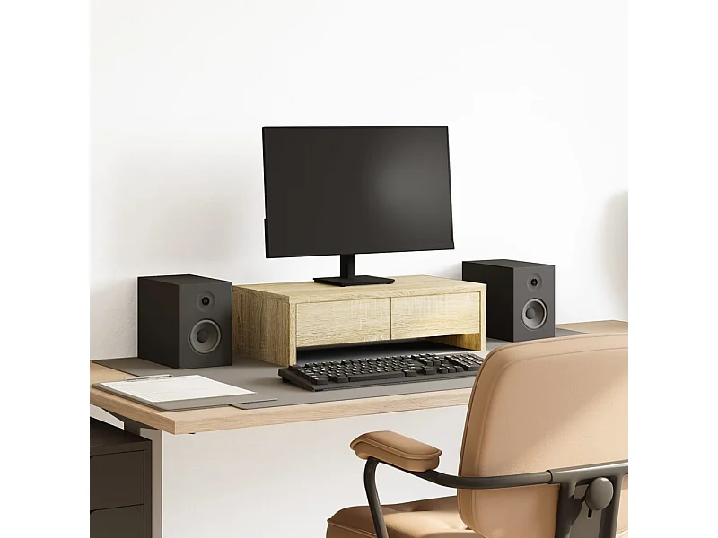 Support de moniteur avec tiroirs chêne sonoma bois d'ingénierie
