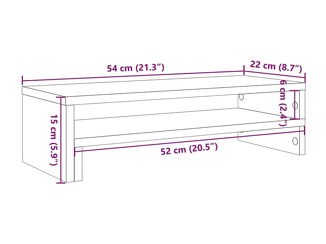 Support de moniteur chêne sonoma 54x22x15 cm bois d'ingénierie