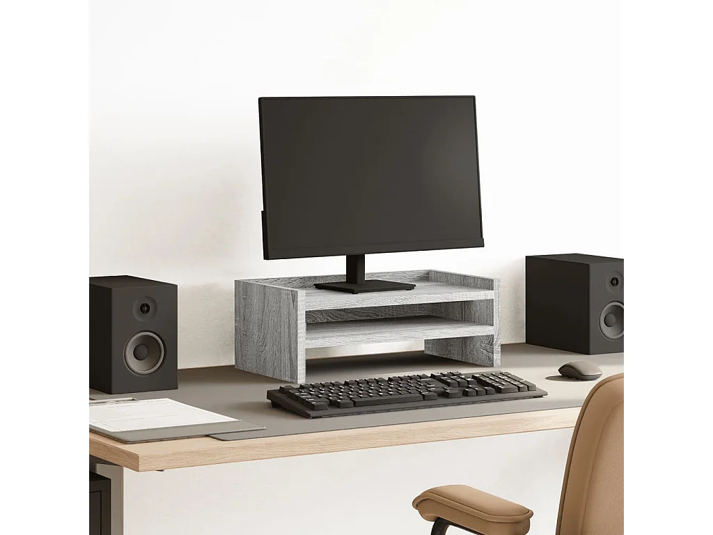 Support de moniteur sonoma gris 42x24x16 cm bois d'ingénierie