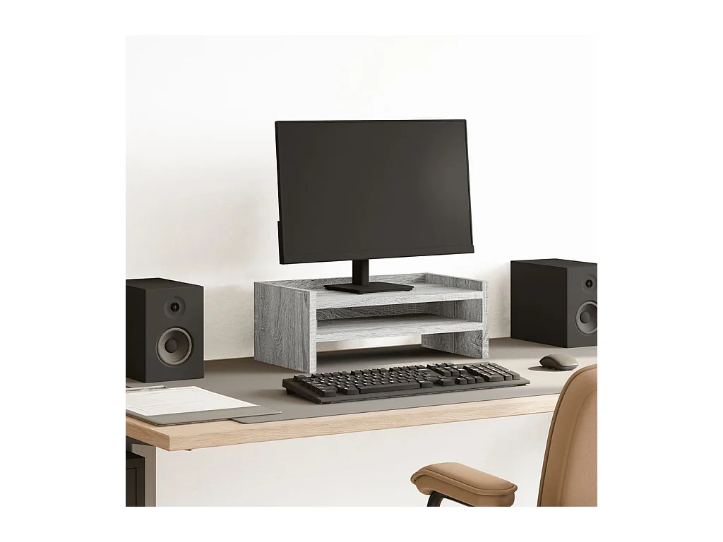 Support de moniteur sonoma gris 42x24x16 cm bois d'ingénierie