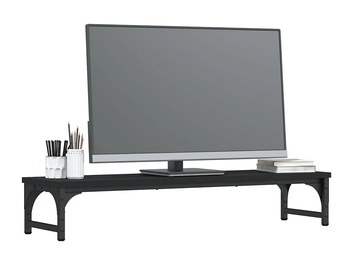 Support de moniteur noir 85x23x15,5 cm bois d'ingénierie