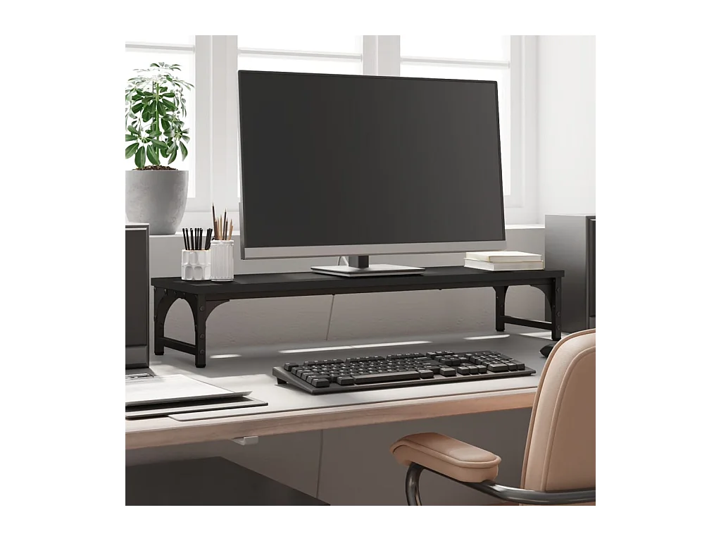 Support de moniteur noir 85x23x15,5 cm bois d'ingénierie