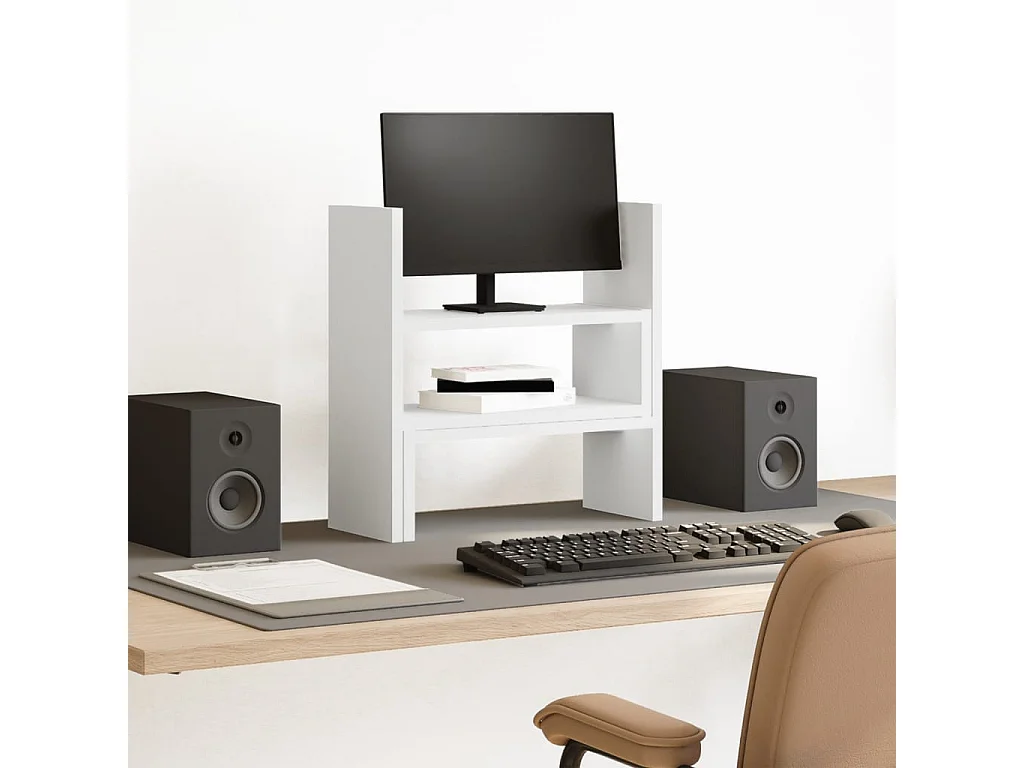 Verstellbarer Schreibtisch-Organizer aus weißem Holzwerkstoff