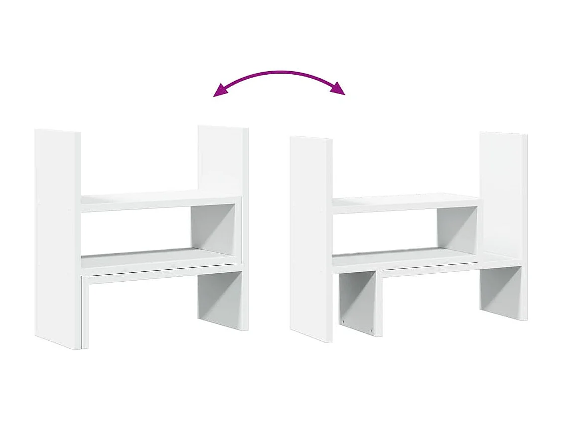 Verstellbarer Schreibtisch-Organizer aus weißem Holzwerkstoff