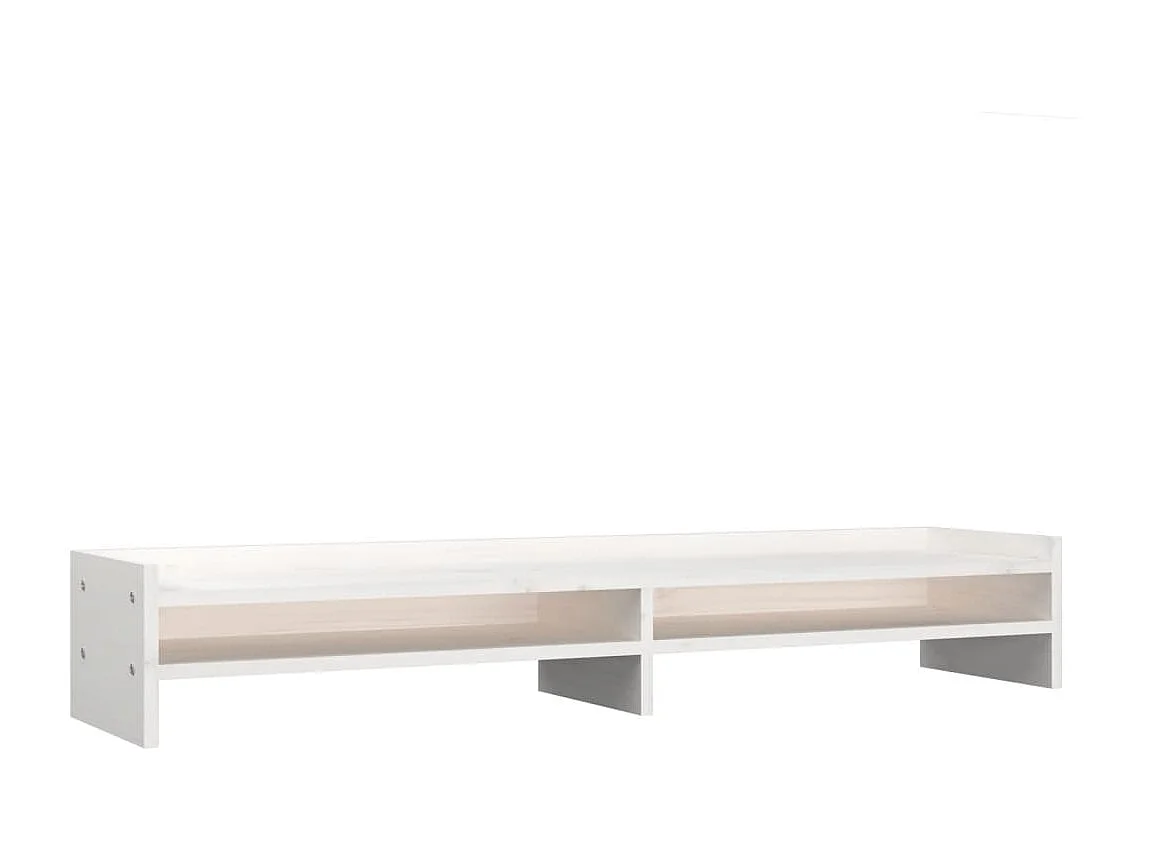 Monitorständer Weiß 100x24x16 cm Massives Kiefernholz