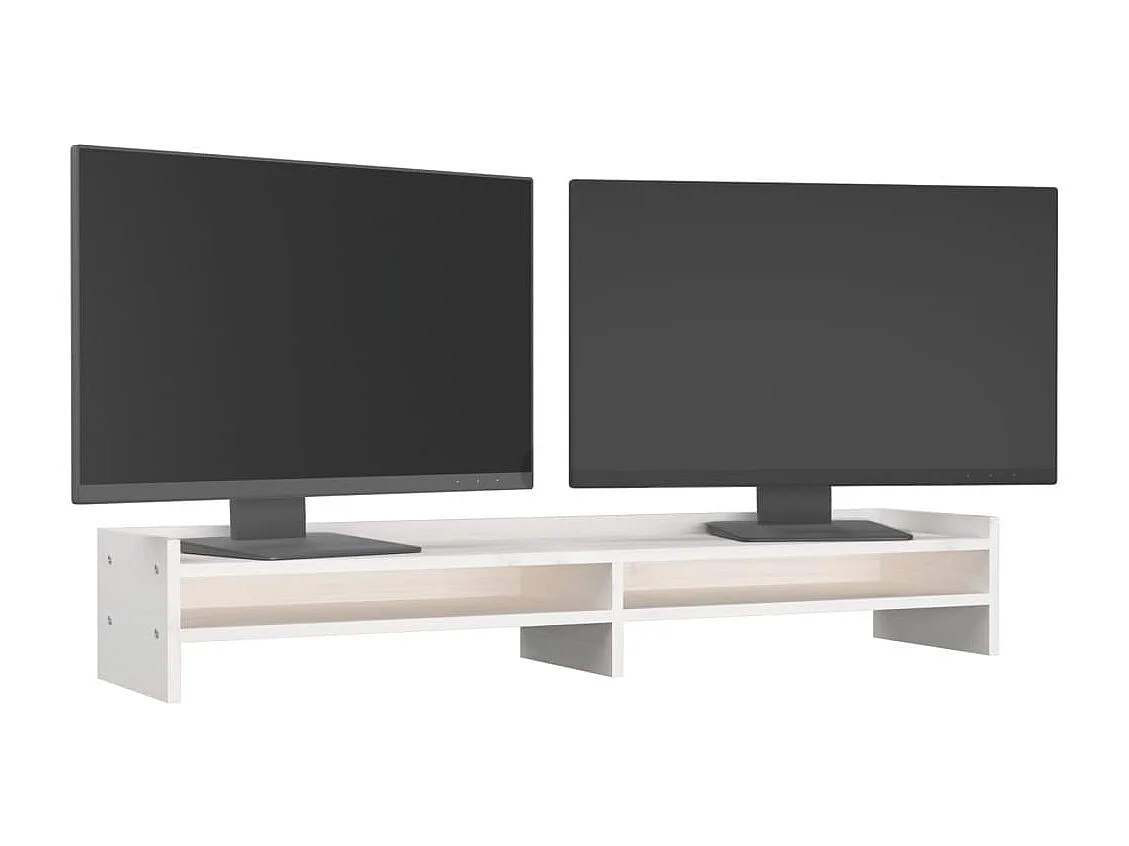 Monitorständer Weiß 100x24x16 cm Massives Kiefernholz