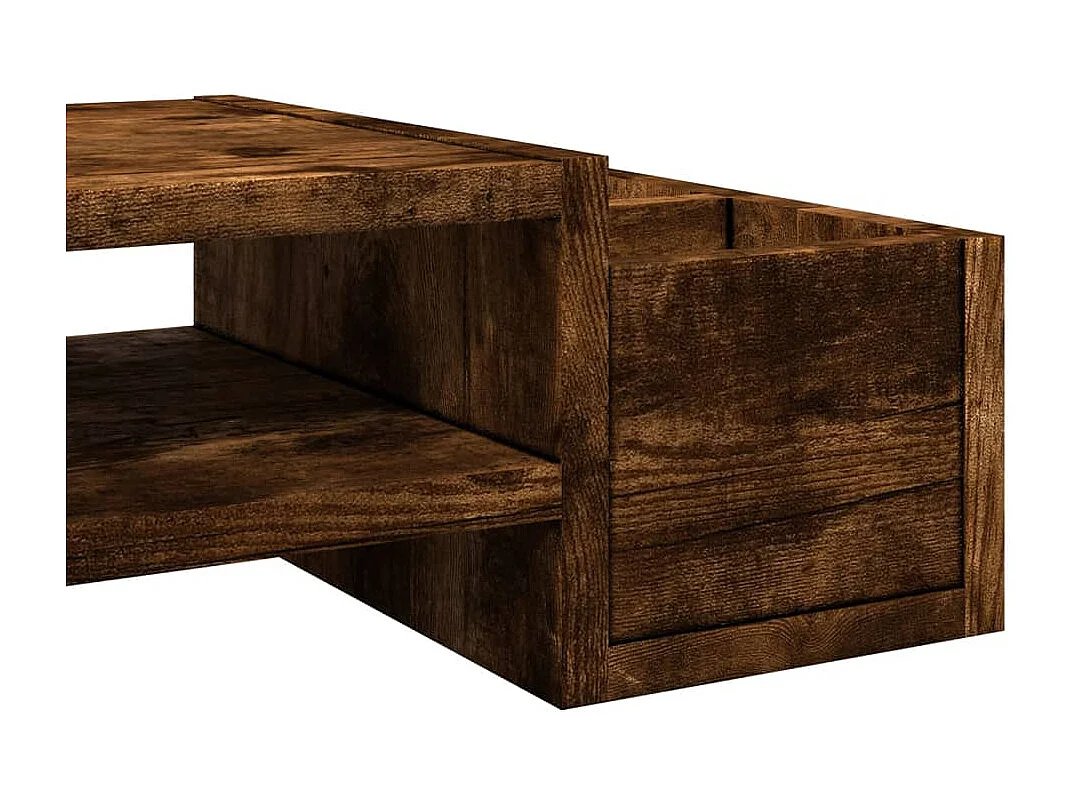 Suporte para monitor com armazenamento em madeira projetada de carvalho fumê