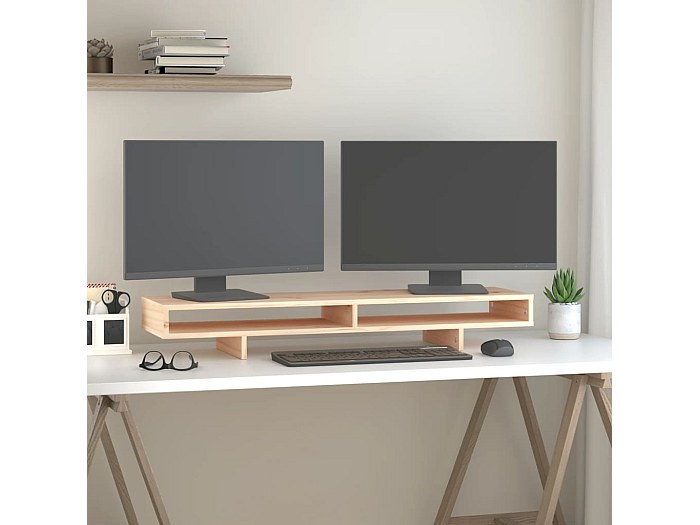 Supporto Per Monitor A Forma Di Biscotto In Legno E MDF, Altezza 8,1 Cm, Portata 20 Kg, Per PC Laptop Stampante, Colore Bianco, Design Ergo