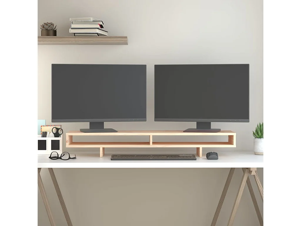 Monitorstandaard 100x27x14 cm Massief grenenhout