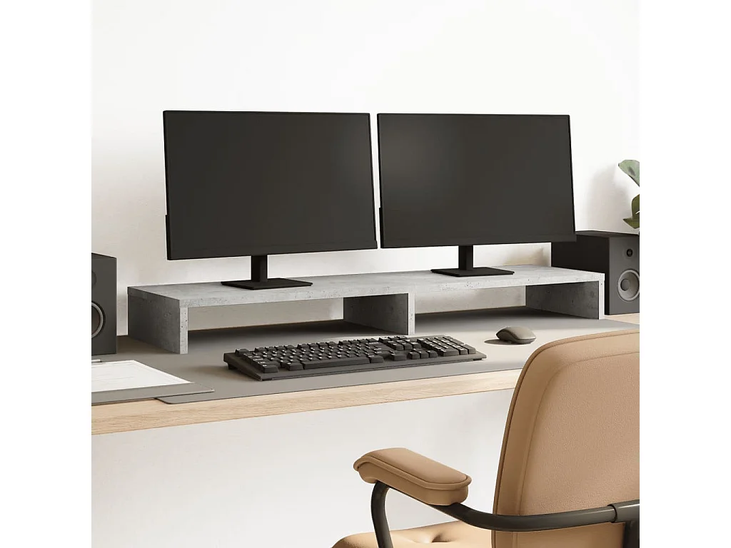 Support de moniteur gris béton 100x27x10 cm bois d'ingénierie