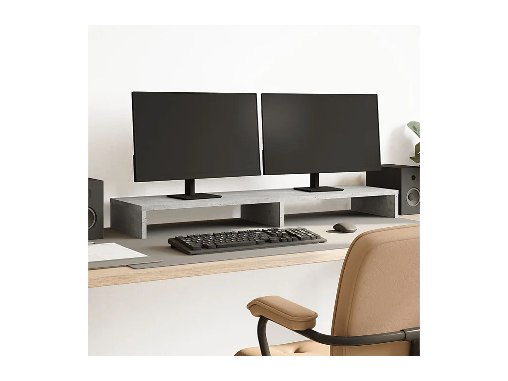 Supporto per monitor grigio cemento 100x27x10 cm in derivati del legno