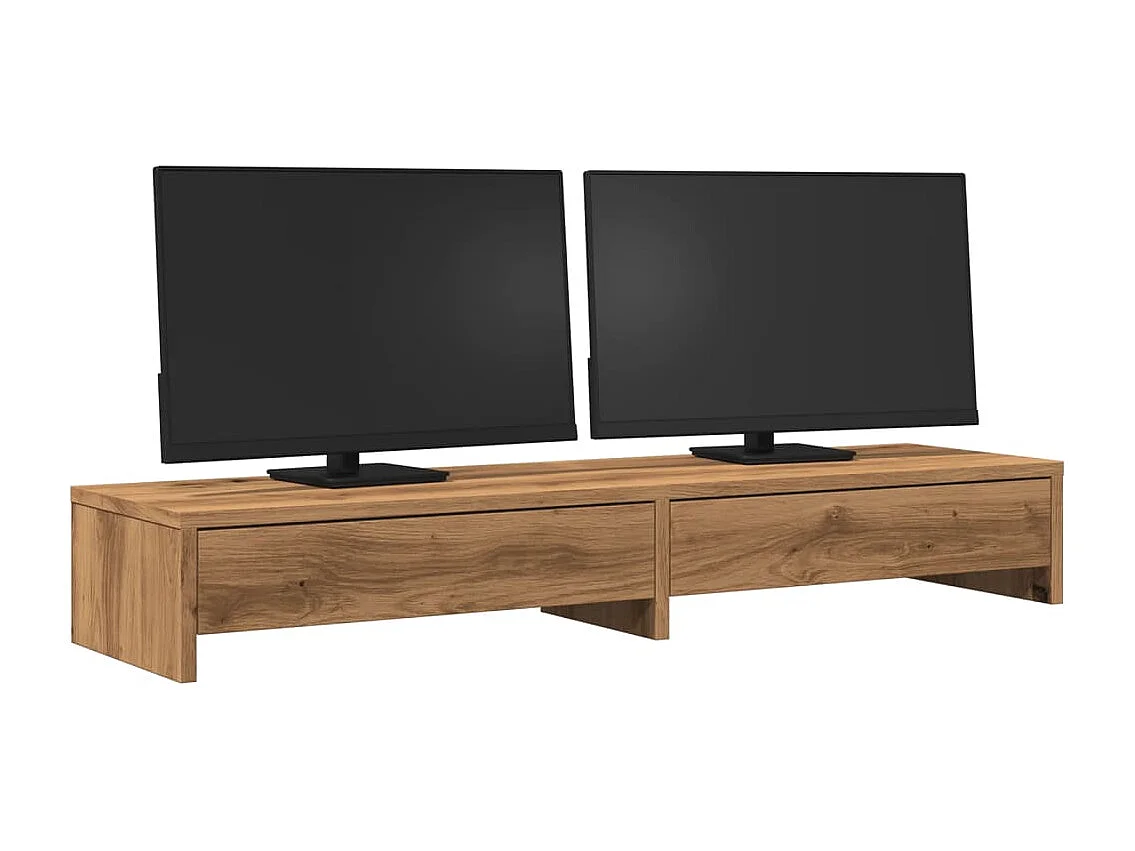 Supporto per monitor e cassetti in MDF realizzato artigianalmente in rovere