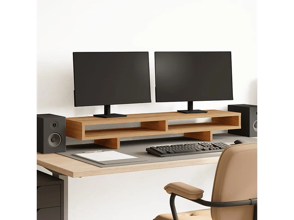Soporte para monitor artesanal de roble 100x27x15cm madera contrachapada