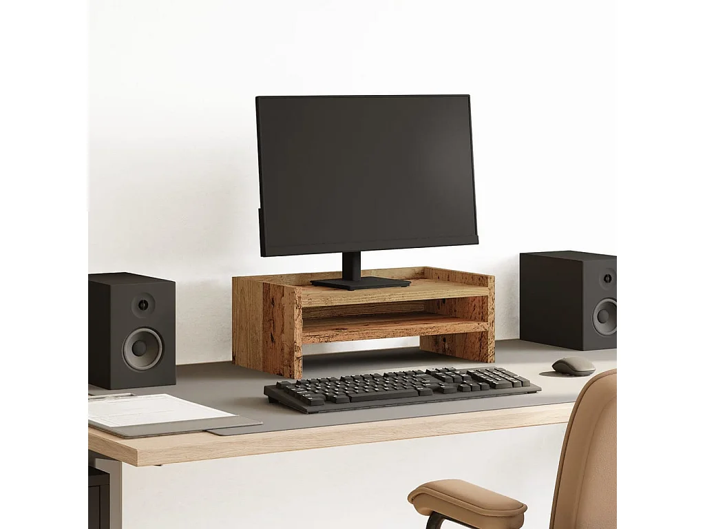 Support de moniteur vieux bois 42x24x16 cm bois d'ingénierie