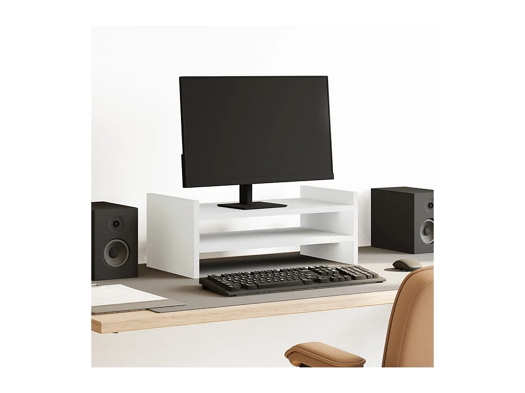 Witte monitorstandaard 50x27x20 cm samengesteld hout