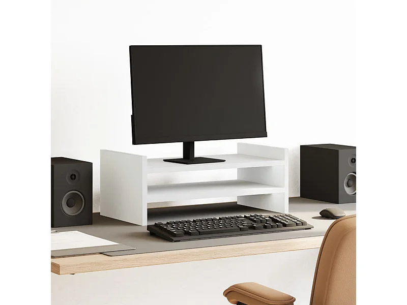 Support de moniteur blanc 50x27x20 cm bois d'ingénierie