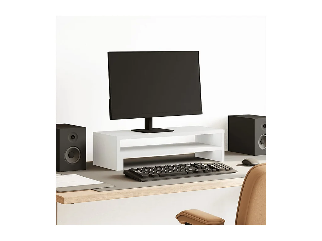 Support de moniteur blanc 54x22x15 cm bois d'ingénierie
