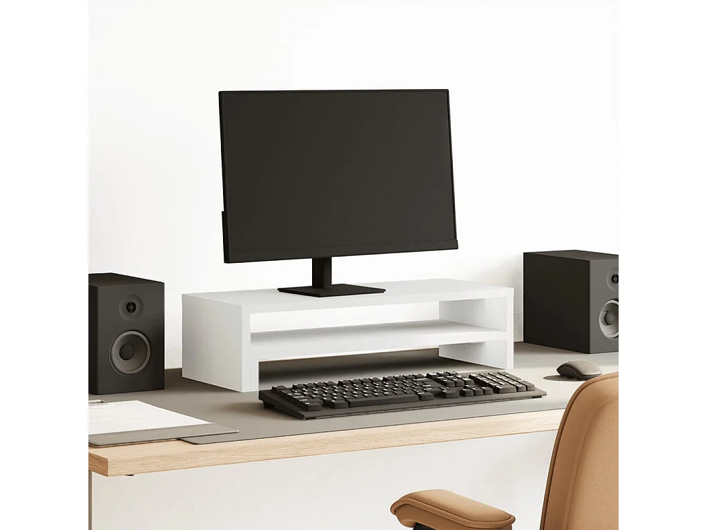 Support de moniteur blanc 54x22x15 cm bois d'ingénierie