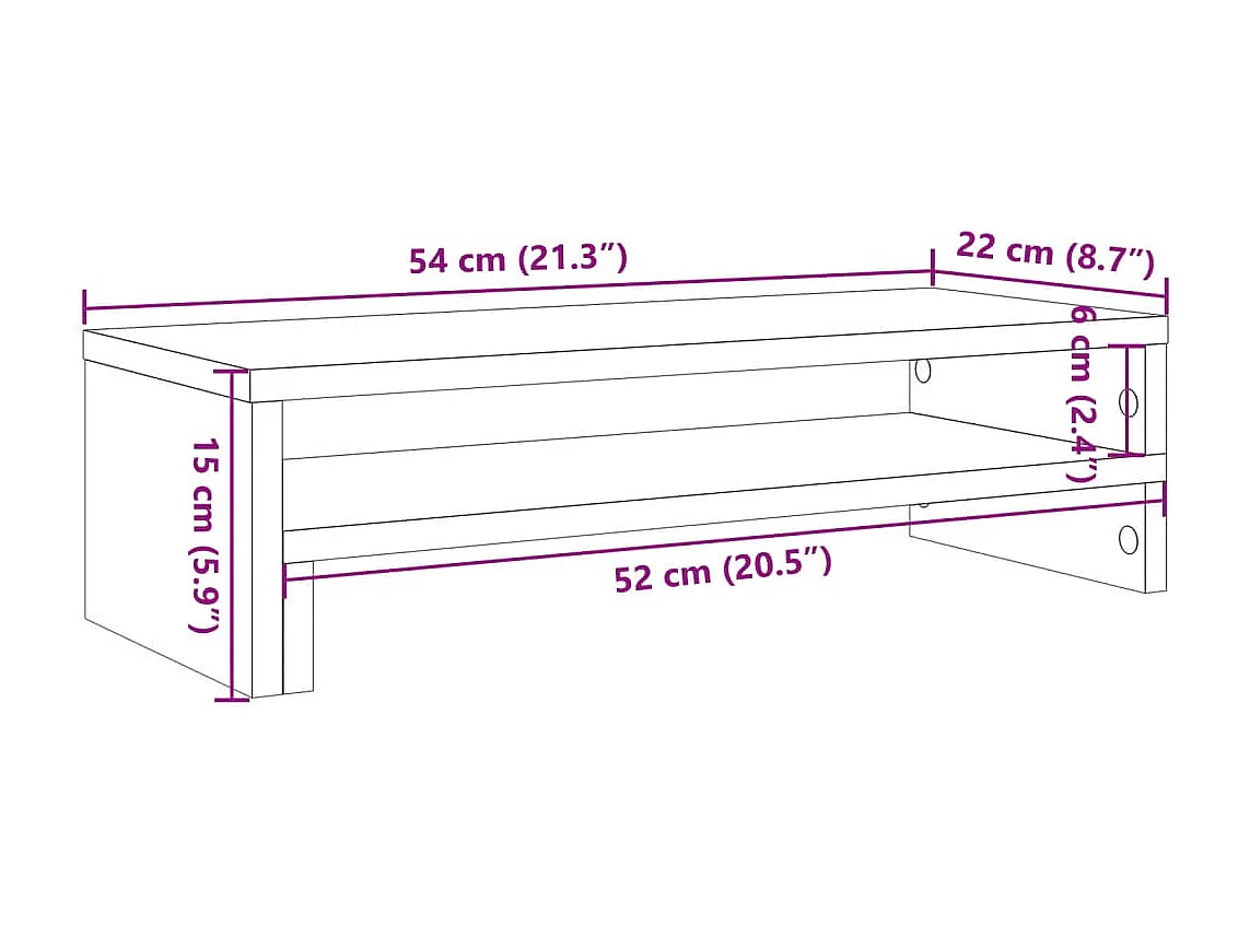 Support de moniteur blanc 54x22x15 cm bois d'ingénierie