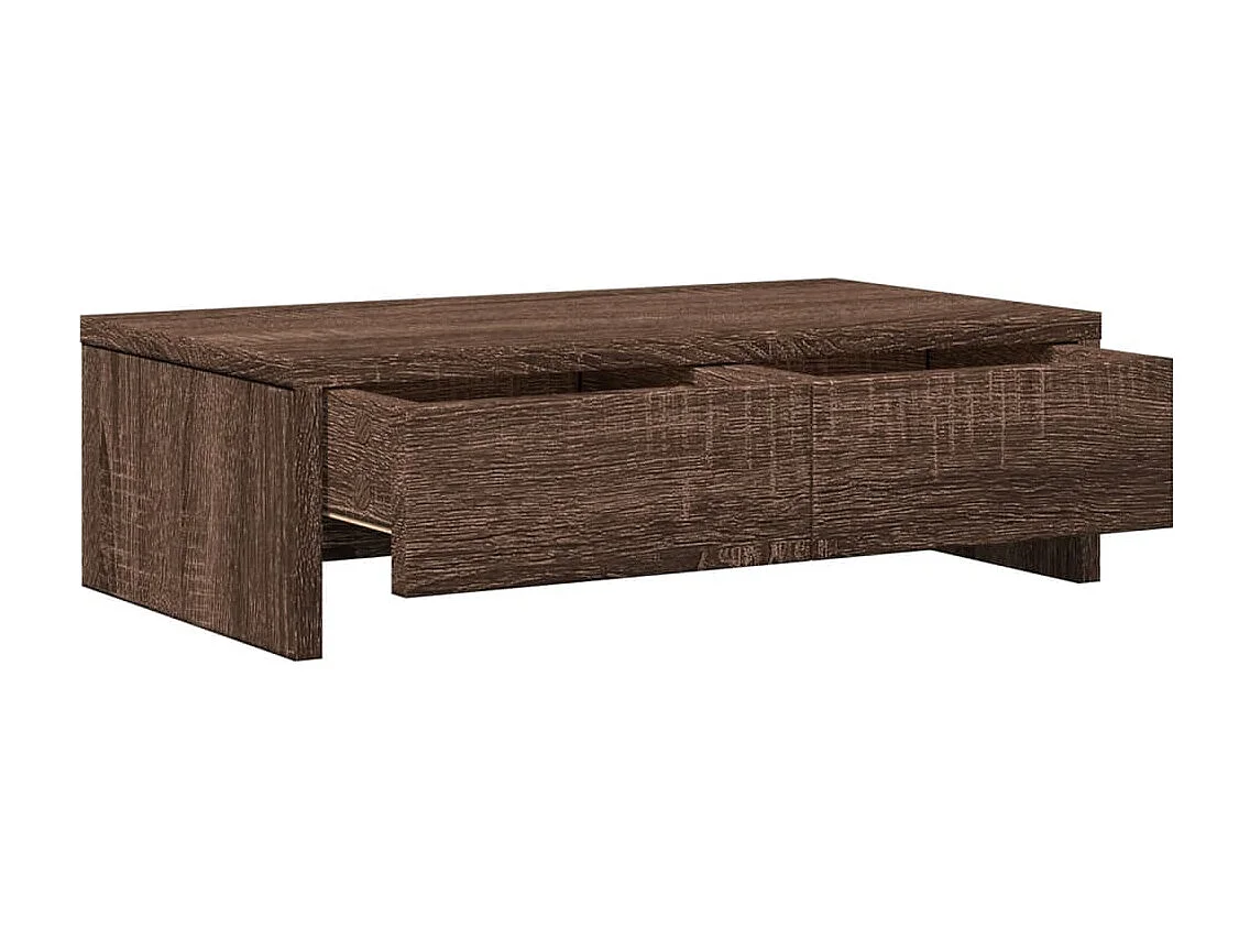 Soporte para monitor con cajones de madera contrachapada marrón roble