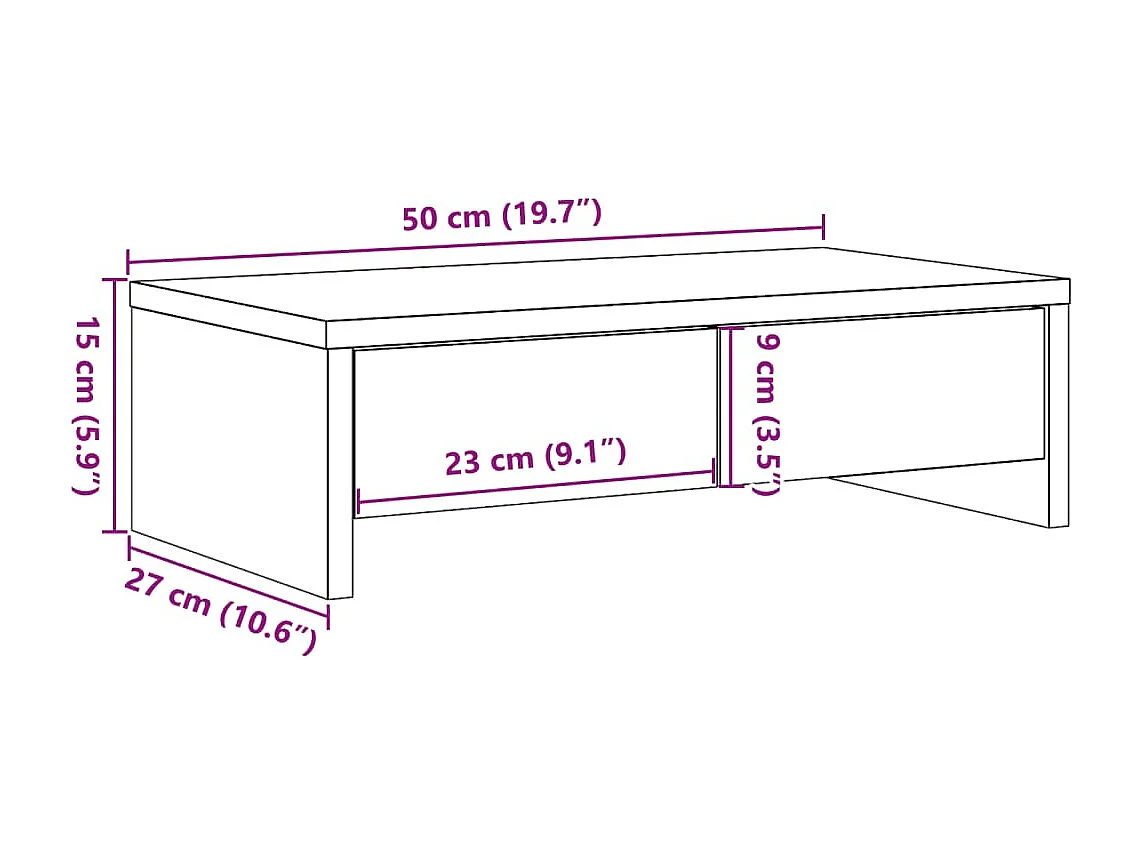 Support de moniteur avec tiroirs chêne marron bois d'ingénierie