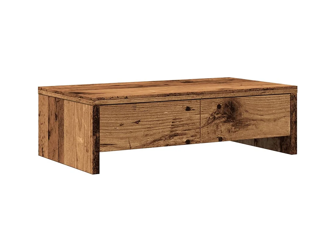 Soporte para monitor con cajones de madera contrachapada antigua