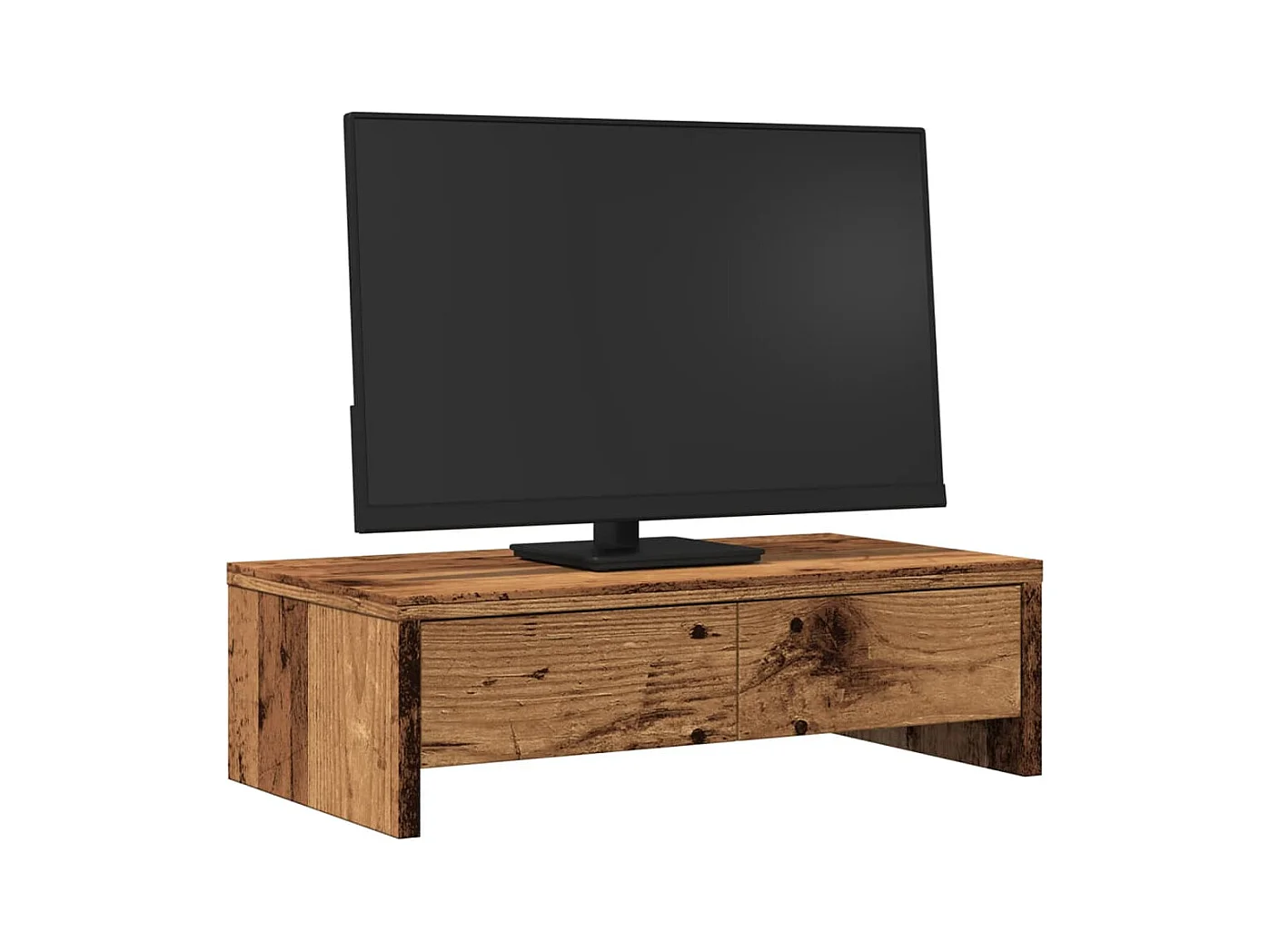 Soporte para monitor con cajones de madera contrachapada antigua