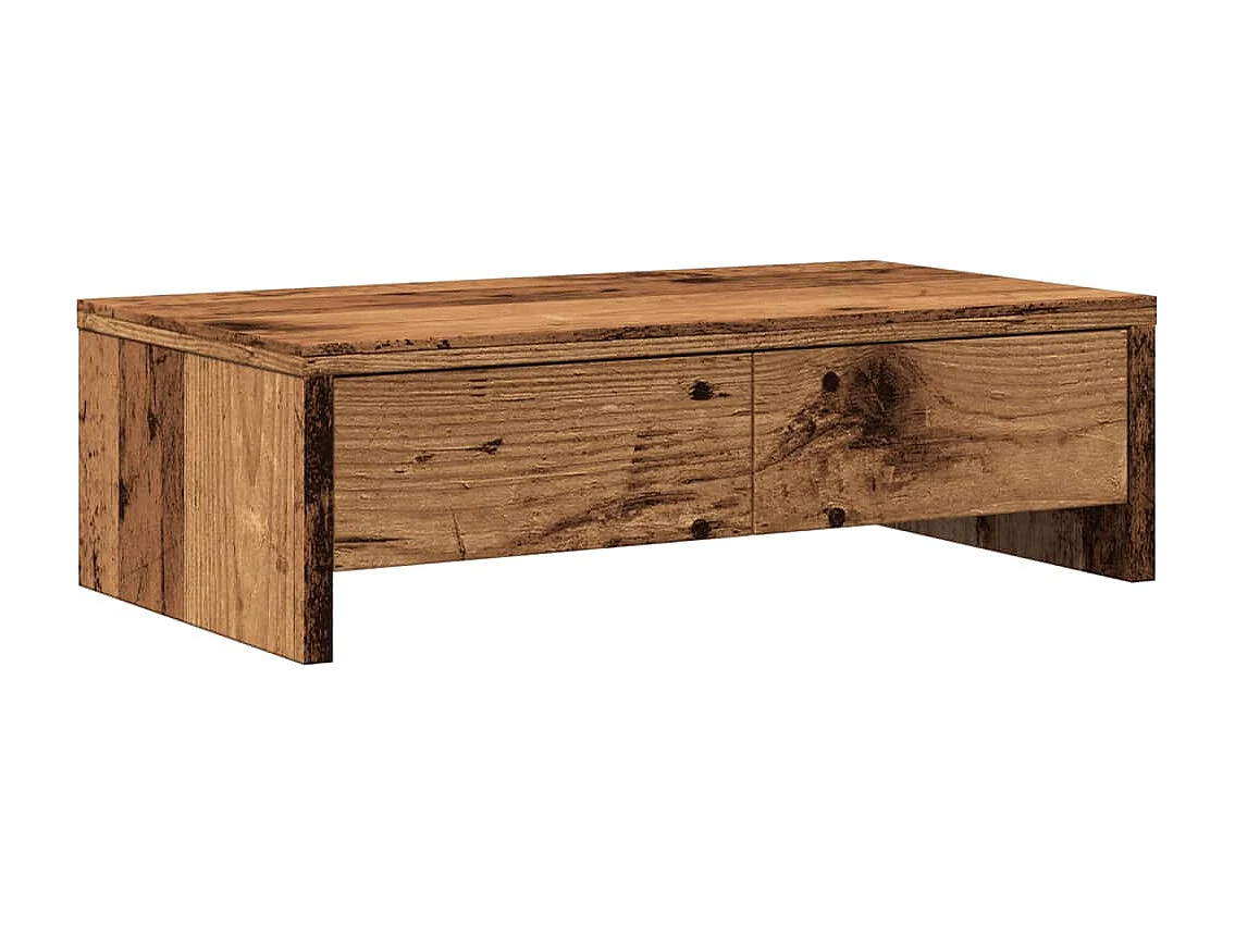 Support de moniteur avec tiroirs vieux bois bois d'ingénierie