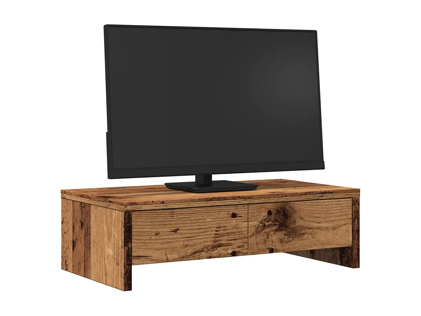 Support de moniteur avec tiroirs vieux bois bois d'ingénierie