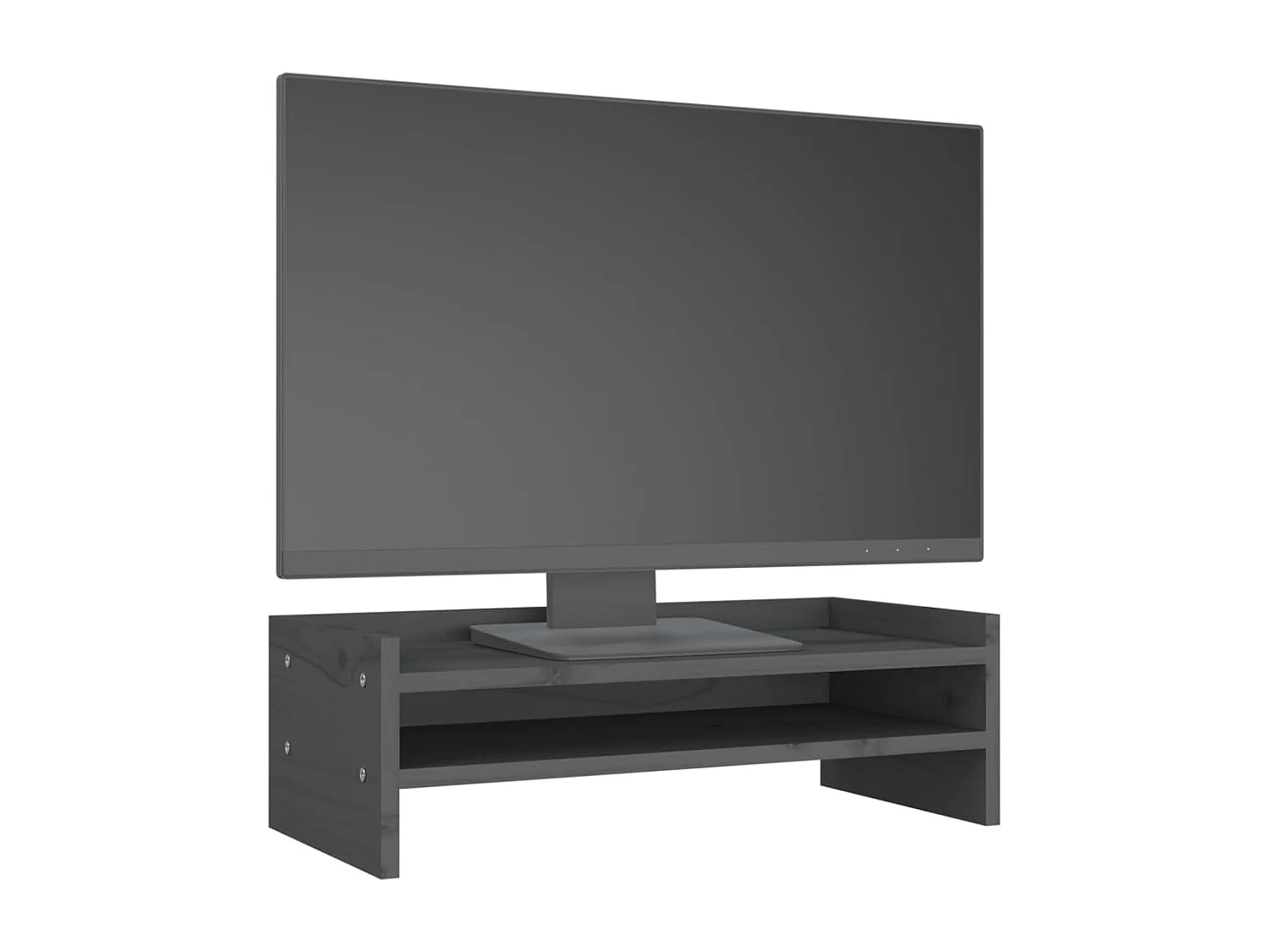 Support de moniteur Gris 50x24x16 cm Bois de pin solide