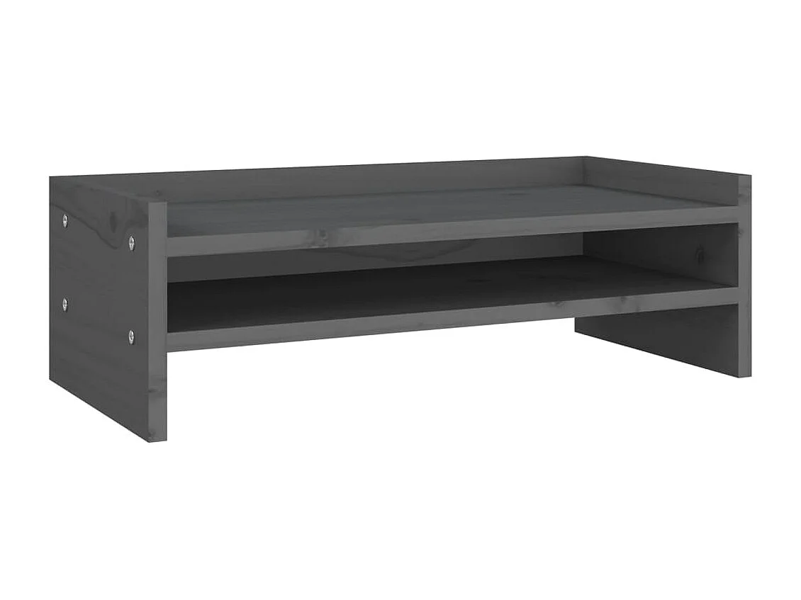 Support de moniteur Gris 50x24x16 cm Bois de pin solide