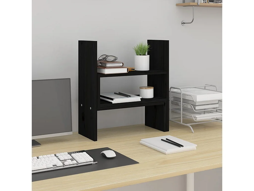 Support pour moniteur Noir (39-72)x17x43 cm Bois de pin solide