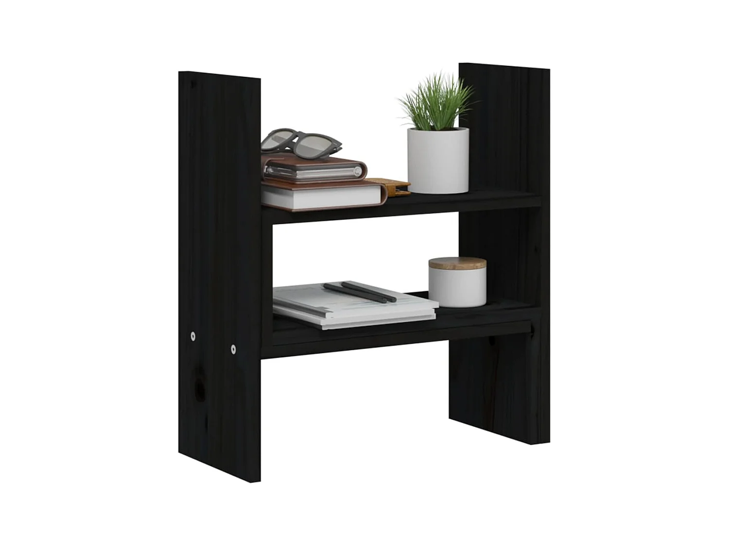Support pour moniteur Noir (39-72)x17x43 cm Bois de pin solide