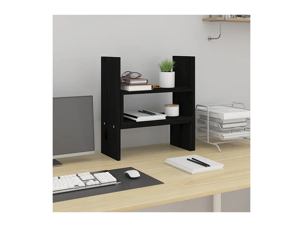 Support pour moniteur Noir (39-72)x17x43 cm Bois de pin solide