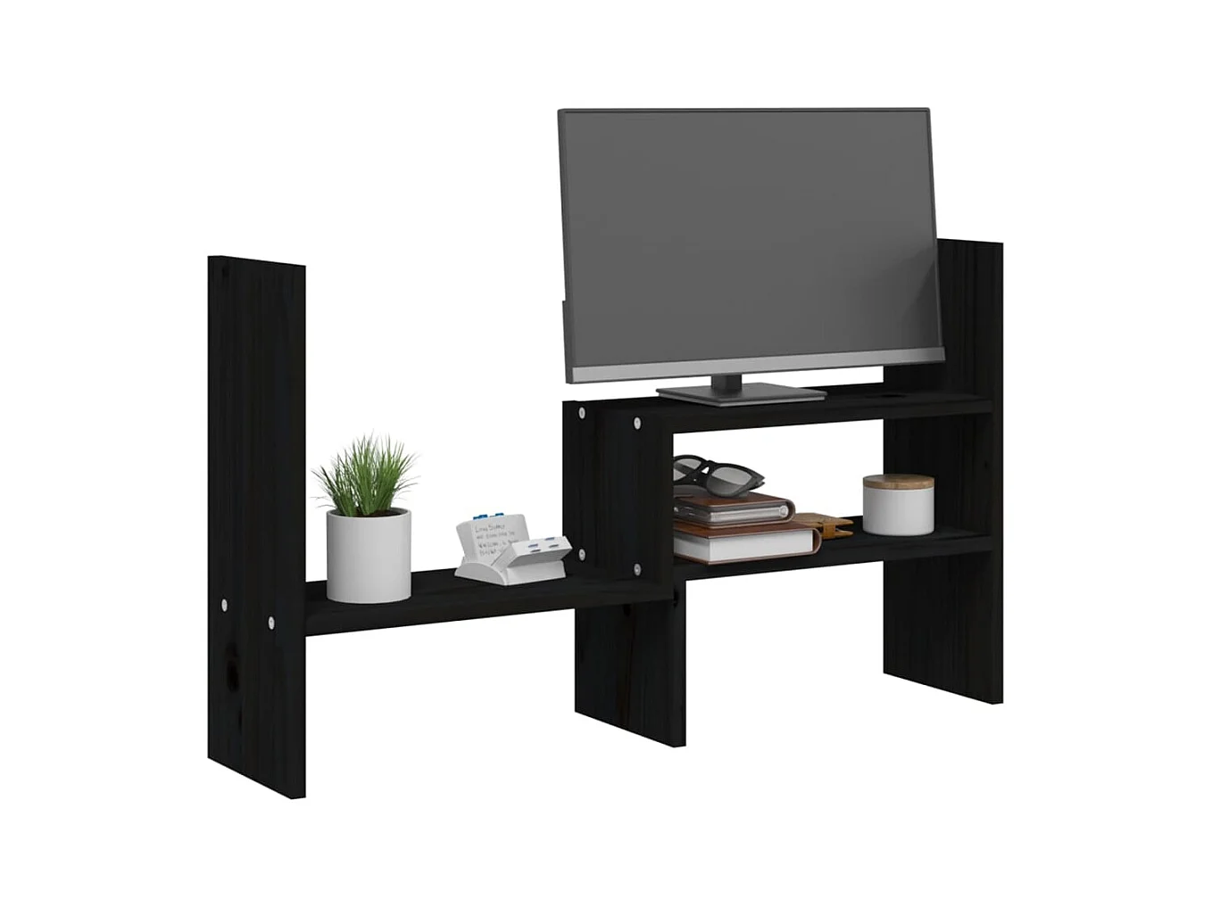Support pour moniteur Noir (39-72)x17x43 cm Bois de pin solide